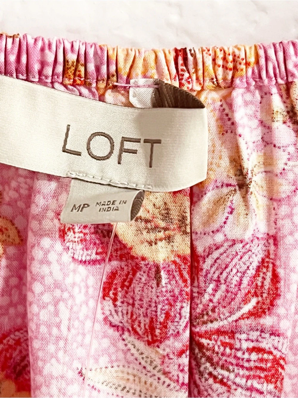 NWT!  LOFT Pink Floral Smocked Peplum Top Puff Sleeves Medium Cottage Boho